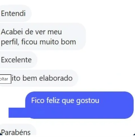 Print de conversa com cliente comentando a entrega