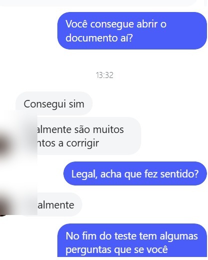 Print de conversa com cliente comentando o diagnóstico entregue