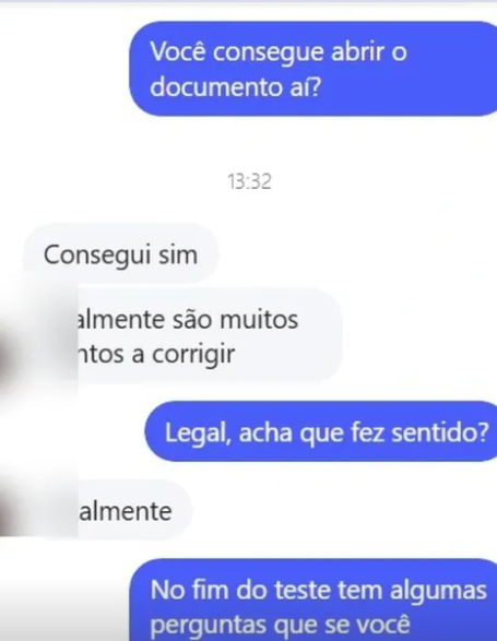 Print de conversa com cliente comentando a entrega